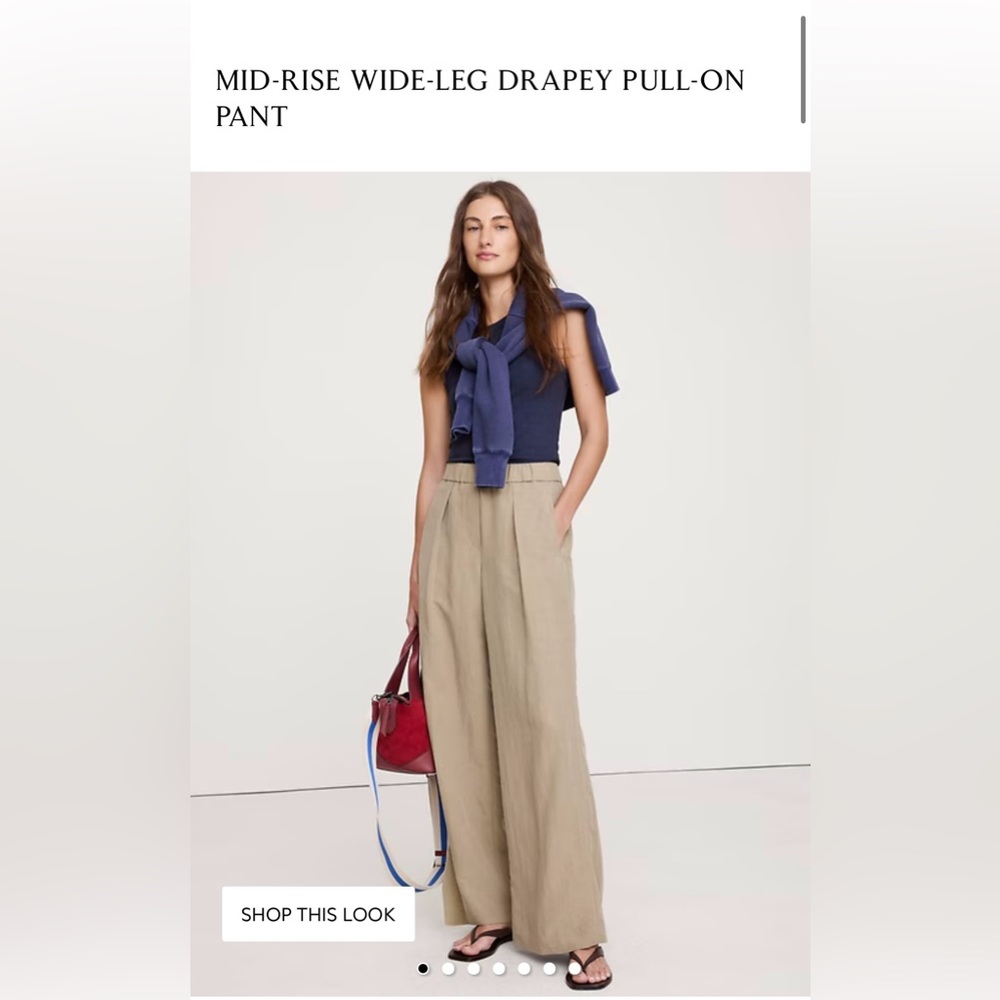 NWT Banana Republic Mid-Rise Wide Leg Pull-On Drapey Pant